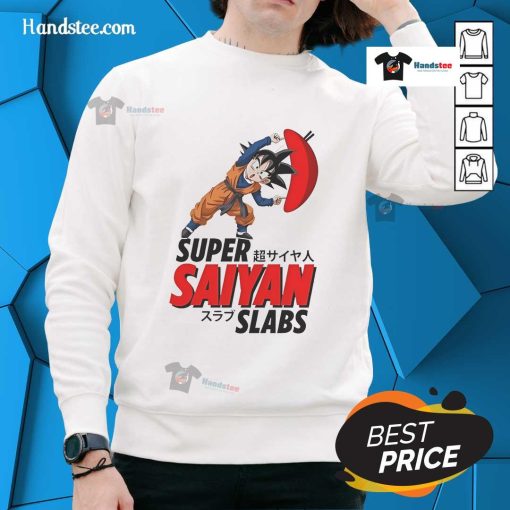 Alt Text: Nice Son Goku Super Saiyan Slabs Sweatshirt featuring vibrant design and comfortable fit for anime fans.