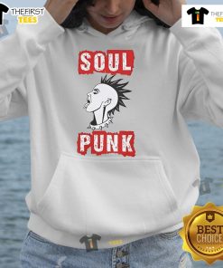 Cool soul punk girl wearing a stylish hoodie, showcasing vibrant street style and unique fashion sense.