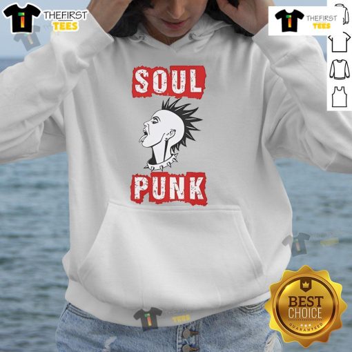 Cool soul punk girl wearing a stylish hoodie, showcasing vibrant street style and unique fashion sense.