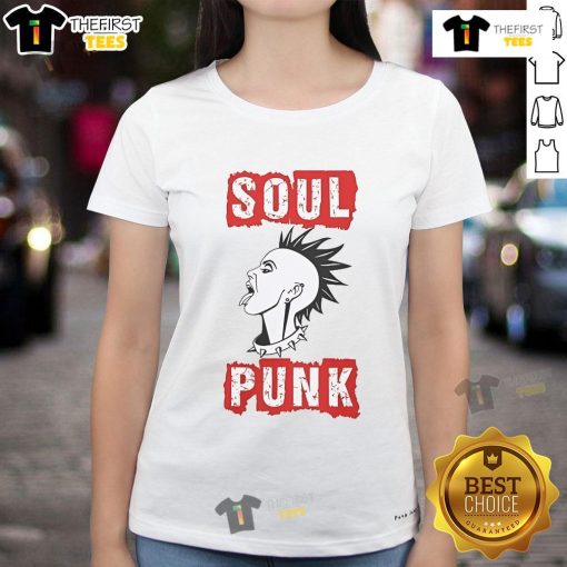 Stylish Nice Soul Punk Girl Head graphic on a women's tee, perfect for trendy fashion lovers.
