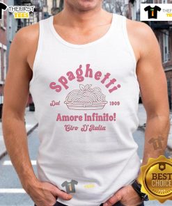 Stylish Nice Spaghetti Amore Infinito Dal 1909 tank top featuring a vibrant design, perfect for casual wear and pasta lovers.