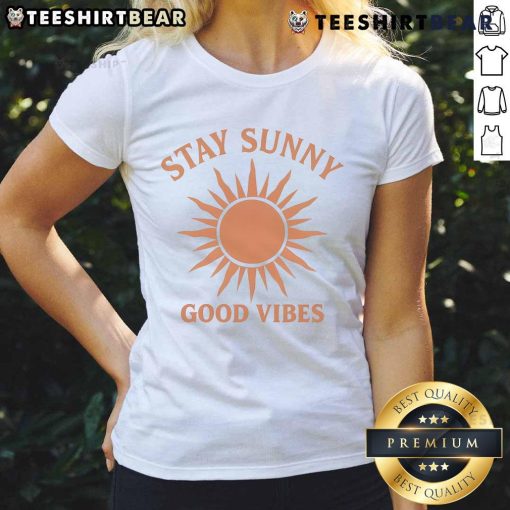 Nice Stay Sunny Good Vibes Ladies Tee featuring a vibrant design perfect for summer outings and casual wear.