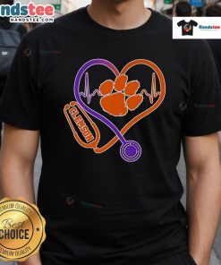 Nice Stethoscope Heart Clemson Tigers T-Shirt showcasing a vibrant design for healthcare fans and Clemson supporters.