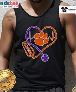 Nice stethoscope heart Clemson Tigers tank top, perfect for fans and medical students who love stylish sportswear.
