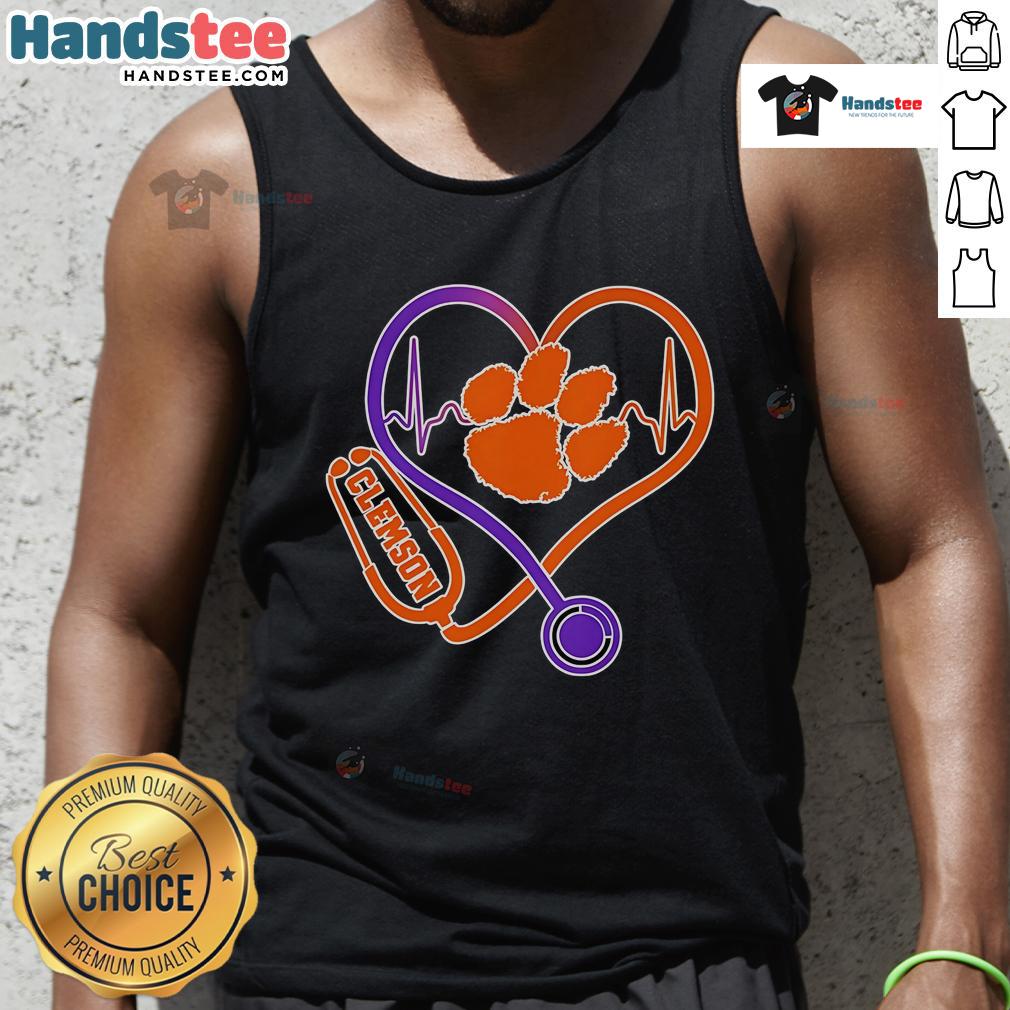 Nice Stethoscope Heart Clemson Tigers Tank Top Nice stethoscope heart Clemson Tigers tank top, perfect for fans and medical students who love stylish sportswear.