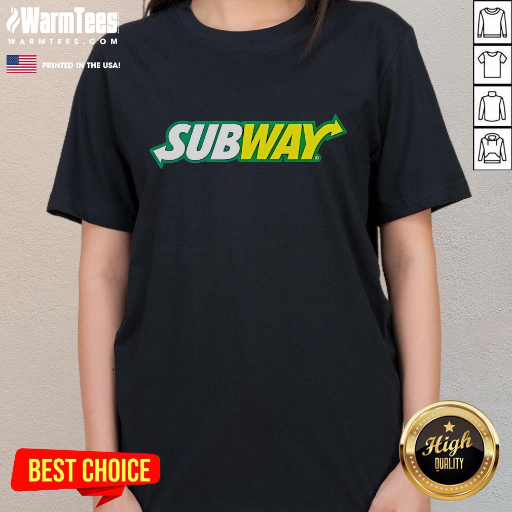 Nice Subway Logo Catering Ladies Tee Nice Subway Logo on a Catering Ladies Tee, showcasing vibrant design for food service apparel.