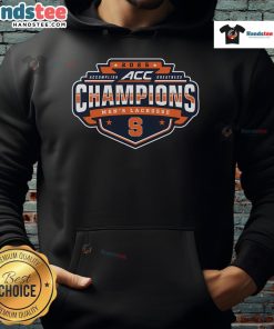 2025 ACC Men's Lacrosse Conference Tournament Champions hoodie featuring Syracuse Orange logo and stylish design.