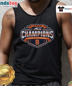 Alt Text: Nice Syracuse Orange 2025 ACC Men's Lacrosse Conference Tournament Champions tank top showcasing team pride.