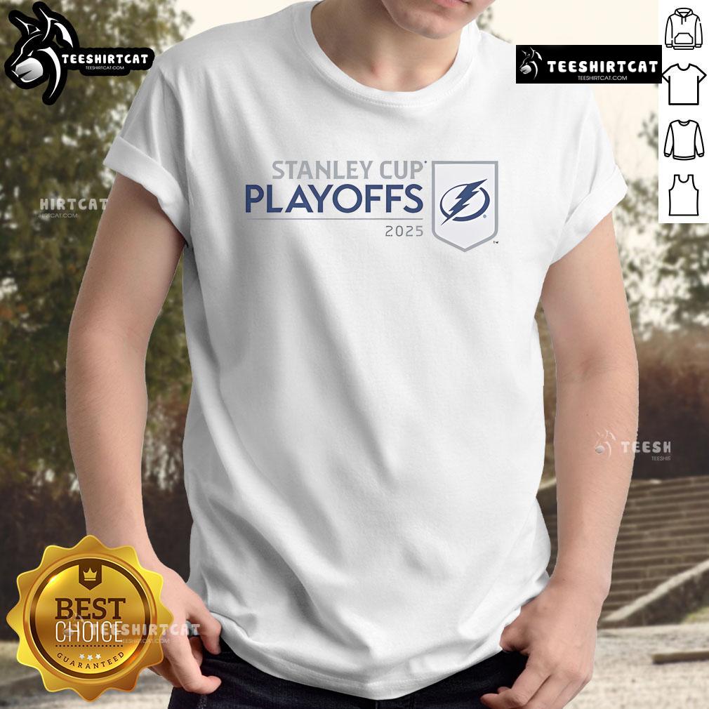 Nice Tampa Bay Lightning 2025 Nhl Stanley Cup Playoffs Champions T Shirt Tampa Bay Lightning 2025 NHL Stanley Cup Playoffs Champions T-Shirt featuring team logo and championship graphics.