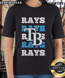 Nice Tampa Bay Rays logo repeat design on a stylish ladies tee, perfect for fans of the MLB team.