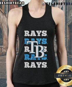Stylish tank top featuring a repeated Tampa Bay Rays logo pattern, perfect for baseball fans and summer wear.