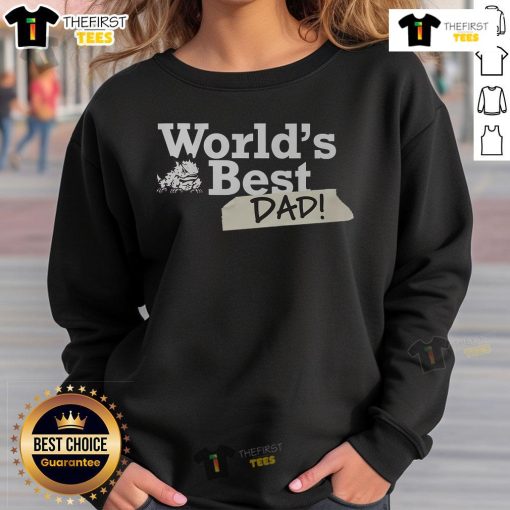 Nice TCU Horned Frogs World's Best Dad sweatshirt in purple, perfect gift for proud fathers and TCU fans.