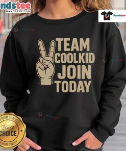 Cool kid wearing a Nice Team sweatshirt, promoting the Join Today message in a stylish urban setting.