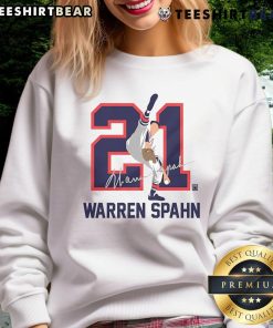 Alt Text: Nice Team Brown Warren Spahn Baseball Hall of Fame member signature sweatshirt in a stylish design.