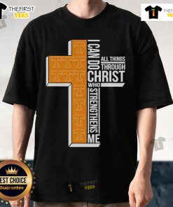 Nice Tennessee Volunteers Cross T-Shirt featuring 'I Can Do All Things Through Christ Who Strengthens Me' design.