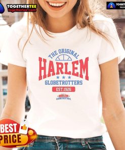 Retro ladies tee featuring Nice-The-Original Harlem Globetrotters logo, est. 1926, perfect for sports fans and nostalgia lovers.