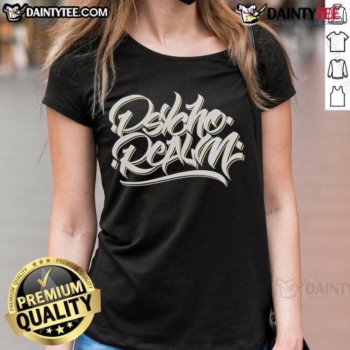 Nice The Psycho Realm Quaesar Script Ladies Tee featuring bold graphic design on a stylish women's t-shirt.