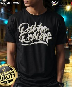 Alt Text: Nice The Psycho Realm Quaesar Script T-Shirt featuring bold graphic design for fans of unique streetwear fashion.