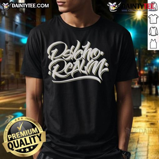 Alt Text: Nice The Psycho Realm Quaesar Script T-Shirt featuring bold graphic design for fans of unique streetwear fashion.
