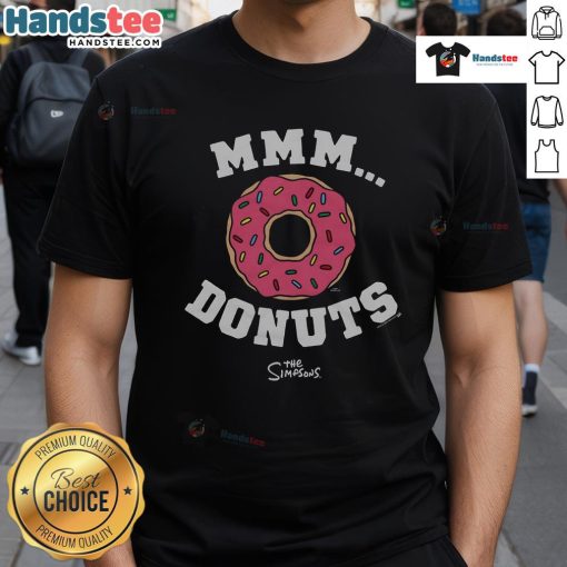 Nice The Simpsons Mmm Donuts T-Shirt featuring Homer Simpson enjoying a delicious donut, perfect for fans of the show.