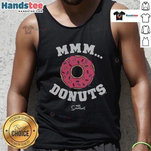 Nice The Simpsons Mmm Donuts tank top featuring Homer Simpson enjoying a delicious donut in vibrant colors.