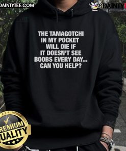 Funny hoodie design featuring 'Nice, The Tamagotchi in My Pocket' slogan, perfect for fans of quirky and humorous fashion.