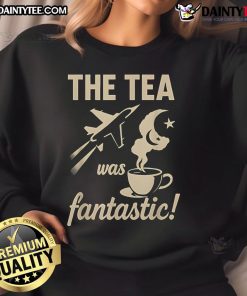Stylish Nice-The-Tea-Was-Fantastic Fighter Jet Sweatshirt in black, perfect for aviation enthusiasts and casual wear.