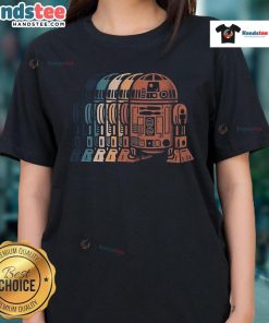 Stylish ladies tee featuring R2-D2 from Star Wars, perfect for fans of the galaxy's beloved droid. Nice design!