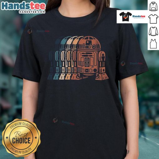 Stylish ladies tee featuring R2-D2 from Star Wars, perfect for fans of the galaxy's beloved droid. Nice design!