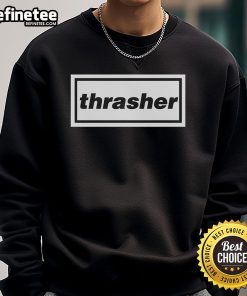 Stylish Nice Thrasher sweatshirt in black with bold logo, perfect for streetwear enthusiasts and skateboard lovers.