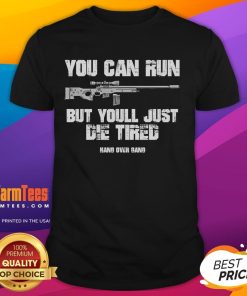 Alt Text: Nice Tom Macdonald 'You Can Run But Youll Just Die Tired' Hang Over Gang T-Shirt design featuring bold graphics.