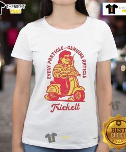 Nice Trickett England Every Particle Genuine Article Scooter Ladies Tee featuring vibrant design and comfortable fit.