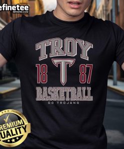 Nice Troy Trojans Basketball T-Shirt featuring team colors and logo, perfect for fans and game day wear.