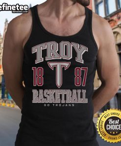 Nice Troy Trojans basketball tank top featuring team colors and logo, perfect for fans and athletes alike.