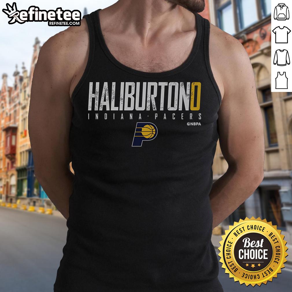 Nice Tyrese Haliburton Indiana Pacers Tank Top Tyrese Haliburton wearing a stylish Indiana Pacers tank top, showcasing team spirit and basketball fashion.