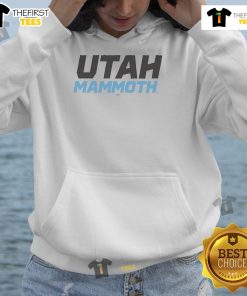 Alt Text: Nice Utah Mammoth Wordmark Logo Hoodie featuring a bold design perfect for casual wear and outdoor adventures.