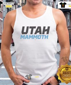 Nice Utah Mammoth Wordmark Logo Tank Top featuring a stylish design perfect for casual wear in warm weather.