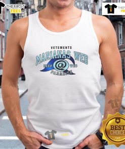 Alt Text: Nice Vetements Marianas Web Deep Web Paradise Tank Top featuring a unique design and vibrant colors.