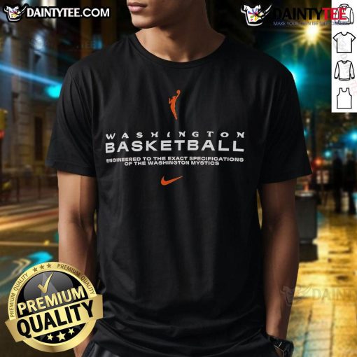 Nice Washington Basketball T-Shirt designed to specifications of the Washington Mystics, featuring team colors and logo.