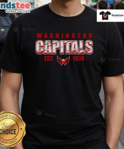Alt Text: Nice Washington Capitals Est 1974 T-Shirt featuring team logo and vintage design in red and white colors.