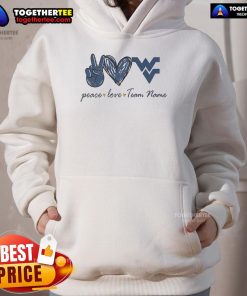 Nice West Virginia Mountaineers Peace Love Hoodie featuring vibrant colors and cozy design for fans.