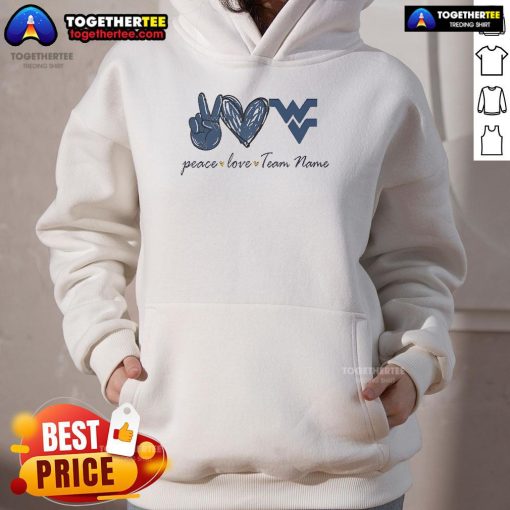Nice West Virginia Mountaineers Peace Love Hoodie featuring vibrant colors and cozy design for fans.