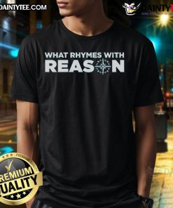 Nice What Rhymes With Reason Logo T-Shirt featuring a vibrant design and bold logo, perfect for casual wear.