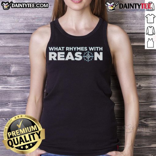 Nice What Rhymes With Reason logo tank top featuring a stylish design for casual wear and music lovers.