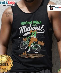 Nice Wicked Witch of the Midwest tank top design featuring a playful witch graphic, perfect for casual wear and Halloween.