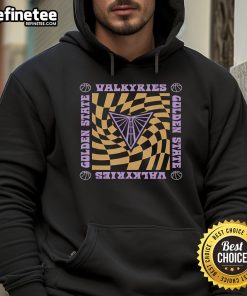 Alt Text: Retro Wavy Checkerboard Hoodie featuring the Golden State Valkyries logo, perfect for WNBA fans and stylish outfits.
