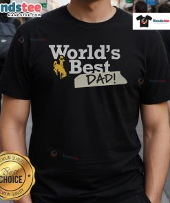 Wyoming Cowboys World's Best Dad T-Shirt featuring vibrant graphics and comfortable fit, perfect for proud dads and fans.