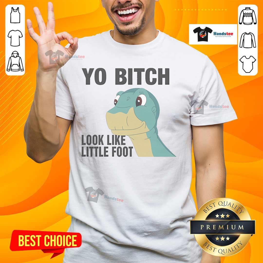 Nice Yo Bitch Look Like Little Foot T Shirt Funny 'Nice Yo Bitch Look Like Little Foot' T-Shirt design featuring a cartoon dinosaur, perfect for humor lovers.