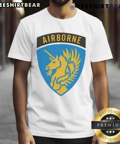 Alt Text: Official 1943 WWII US Airborne Lucky 13 Airborne T-Shirt featuring vintage military design and authentic graphics.