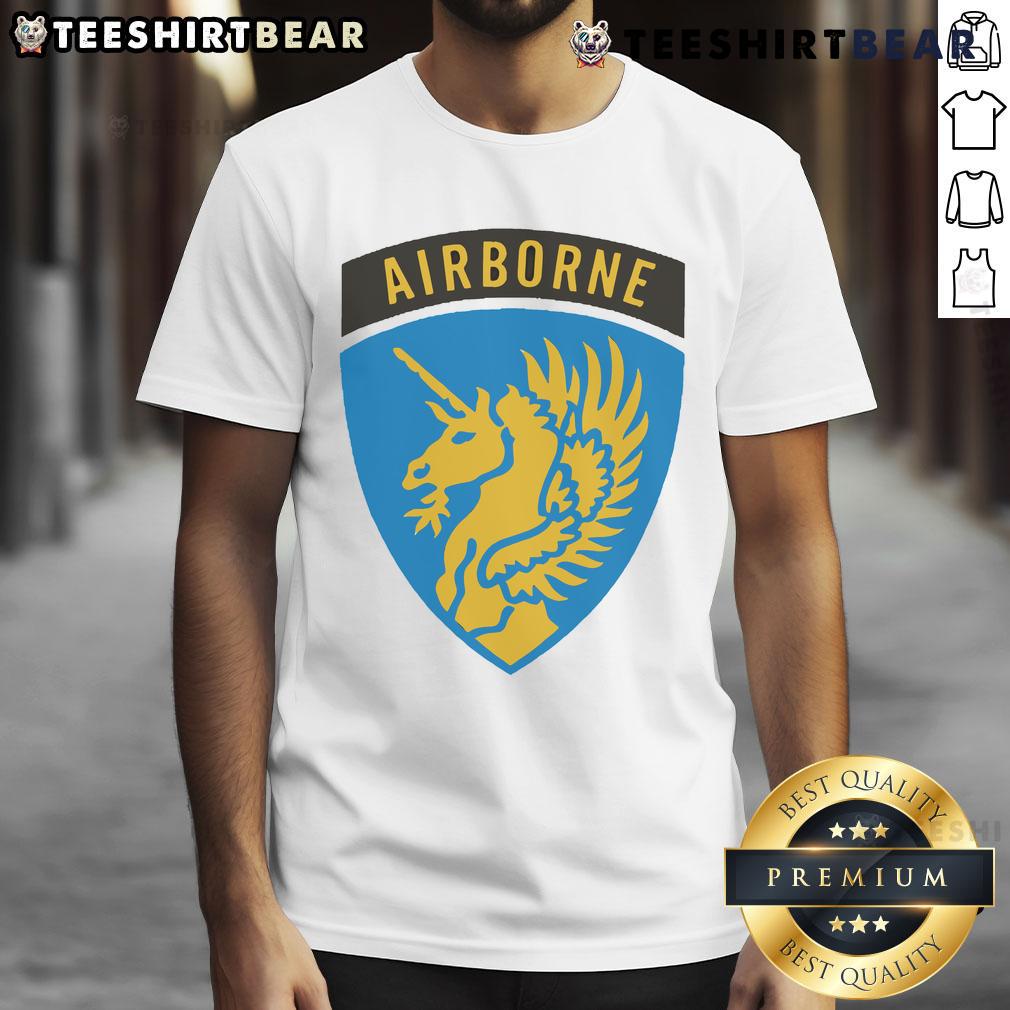 Official 1943 Wwii Us Airborne Lucky 13 Airborne T Shirt Alt Text: Official 1943 WWII US Airborne Lucky 13 Airborne T-Shirt featuring vintage military design and authentic graphics.